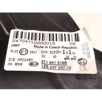 Recambio de faro derecho para skoda superb ii (3t4) 1.8 tsi 4x4 referencia OEM IAM 3T1941016  