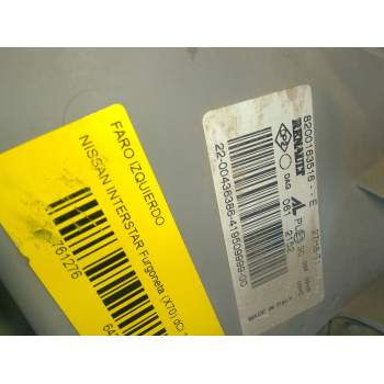 Recambio de faro izquierdo para nissan interstar furgoneta (x70) dci 100 referencia OEM IAM 8200163516E  