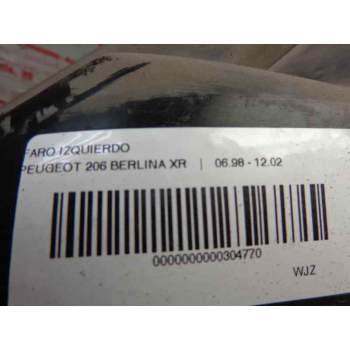 Recambio de faro izquierdo para peugeot 206 berlina diesel referencia OEM IAM   