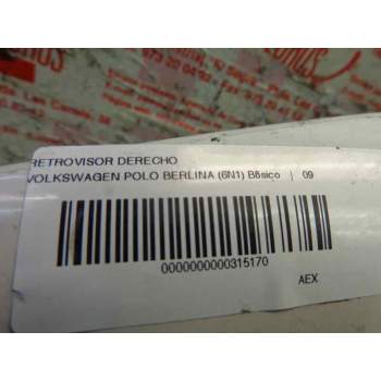 Recambio de retrovisor derecho para volkswagen polo berlina (6n1) 1.4 referencia OEM IAM   