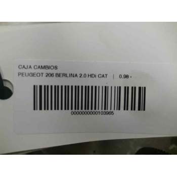 Recambio de caja cambios para peugeot 206 berlina 2.0 hdi cat referencia OEM IAM 20DL76  91699