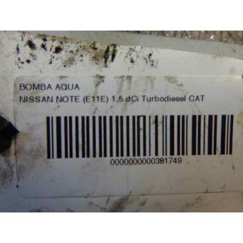 Recambio de bomba agua para nissan note (e11e) 1.5 dci turbodiesel cat referencia OEM IAM K9K400  