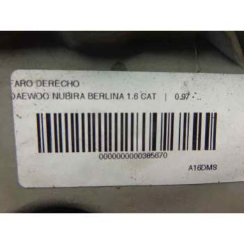 Recambio de faro derecho para daewoo nubira berlina 1.6 cat referencia OEM IAM   