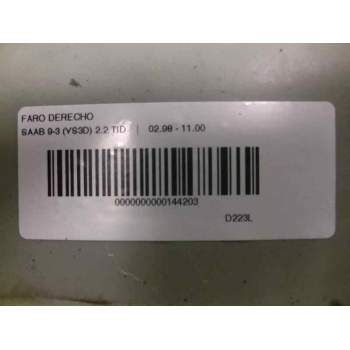 Recambio de faro derecho para saab 9-3 berlina 2.2 s tid referencia OEM IAM   