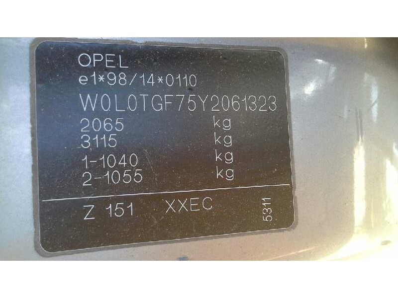 opel zafira a del año 1999