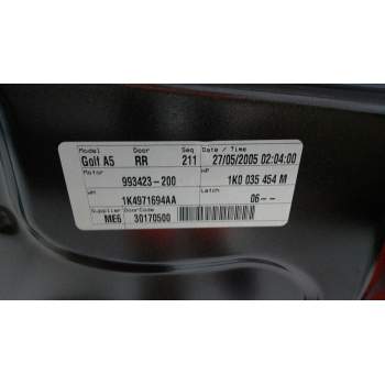 Recambio de puerta trasera derecha para volkswagen golf v (1k1) 1.9 tdi referencia OEM IAM   