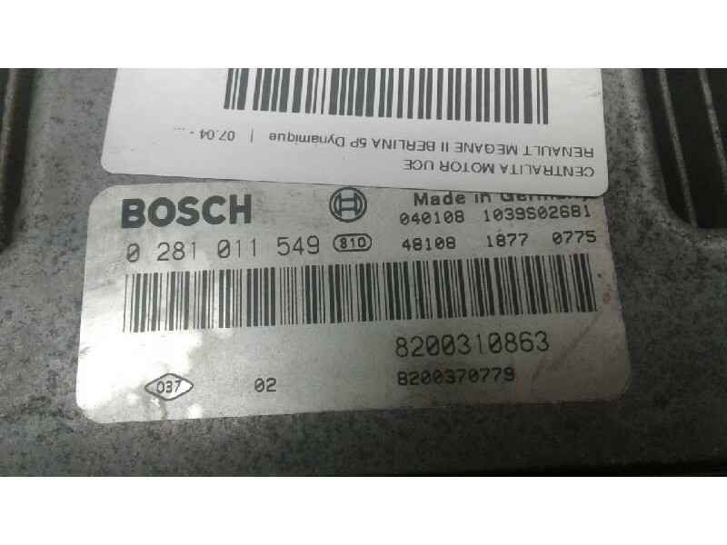 Recambio de centralita motor uce para renault scenic ii confort dynamique referencia OEM IAM 0281011549 225 