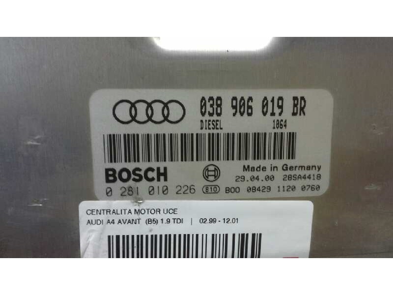 Recambio de centralita motor uce para audi a4 avant (b5) 1.9 tdi referencia OEM IAM 038906019BR 230 