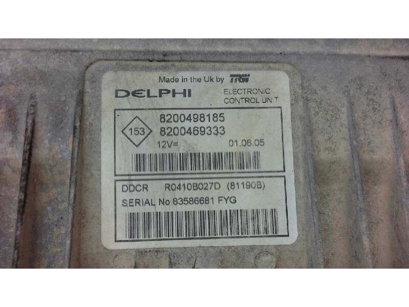 Recambio de centralita motor uce para renault kangoo (f/kc0) 1.5 dci diesel referencia OEM IAM 8200498185 236 