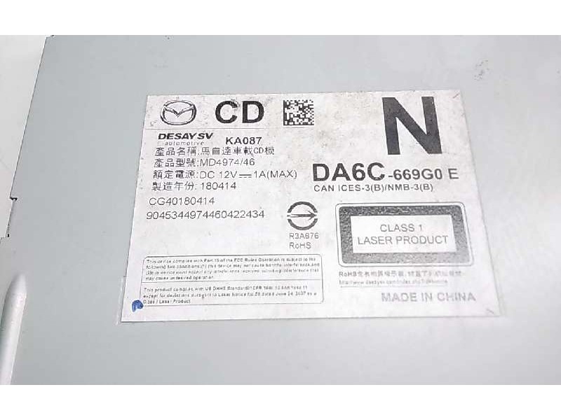 Recambio de sistema audio / radio cd para mazda cx-3 referencia OEM IAM DA6C669G0E  