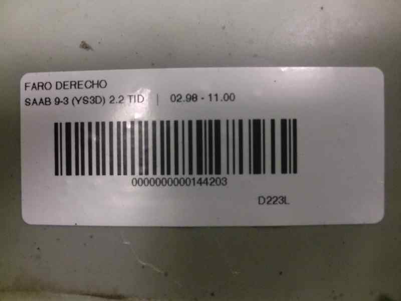 Recambio de faro derecho para saab 9-3 berlina 2.2 s tid referencia OEM IAM   