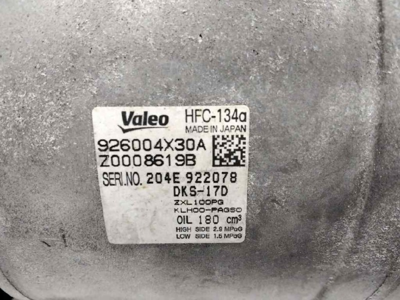 Recambio de compresor aire acondicionado para nissan cabstar 35.14 referencia OEM IAM 926004X30A DKS17D 