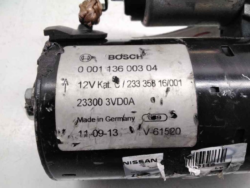 Recambio de motor arranque para nissan qashqai+2 (jj10) 1.5 turbodiesel cat referencia OEM IAM 000113600304 233003VD0A 