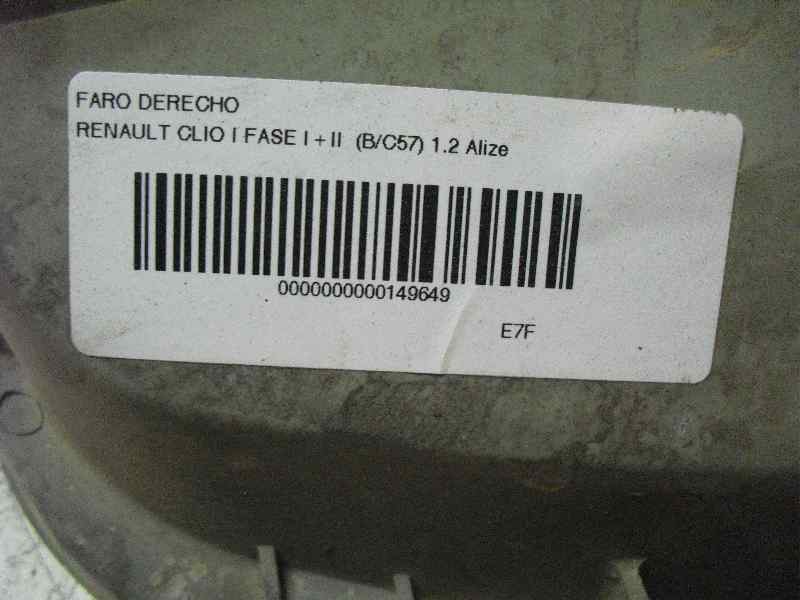 Recambio de faro derecho para renault clio i fase i+ii (b/c57) 1.2 alize referencia OEM IAM 7701042148  