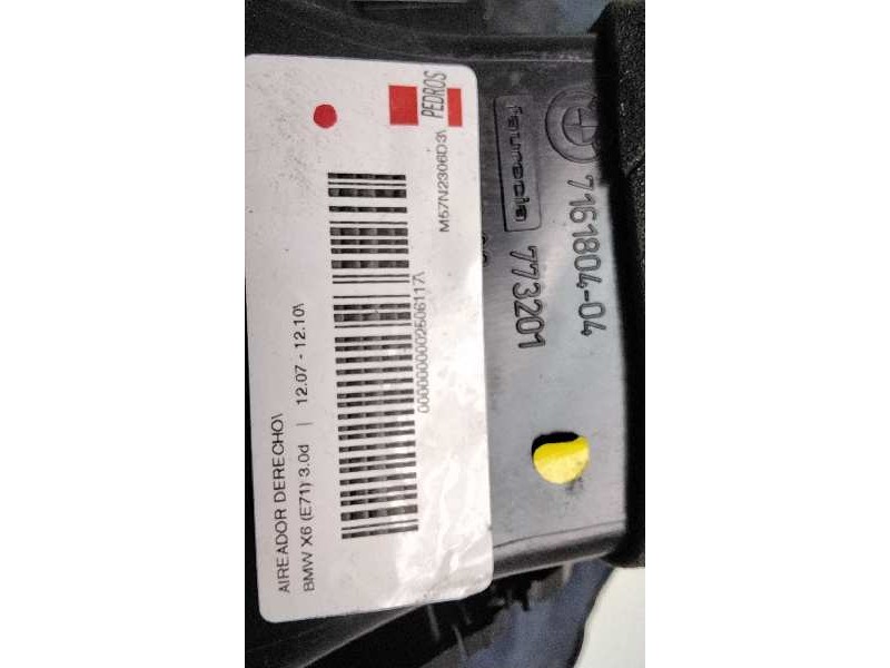 Recambio de aireador derecho para bmw x6 (e71) 3.0d referencia OEM IAM 64229227768 716180404 