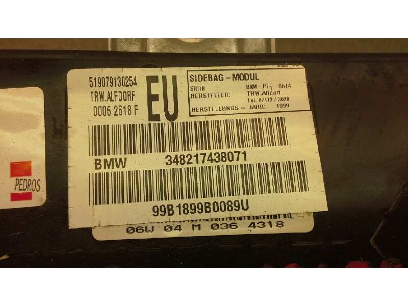 Recambio de airbag lateral derecho para bmw serie 3 berlina (e46) 316i referencia OEM IAM 72127037230  