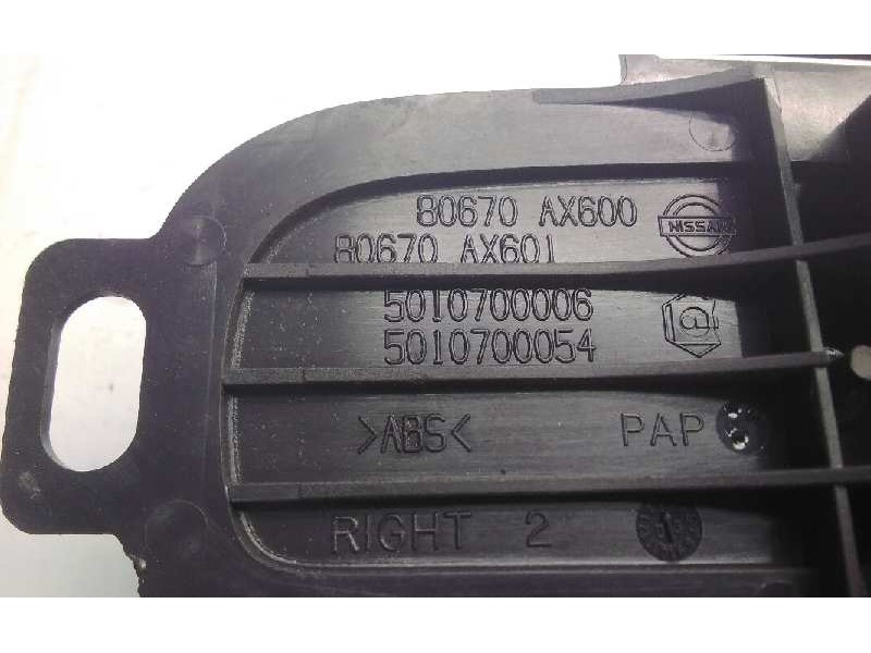 Recambio de maneta interior trasera derecha para nissan micra (k12e) acenta referencia OEM IAM 80670AX600  