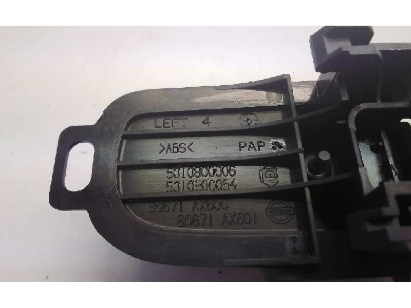 Recambio de maneta interior trasera izquierda para nissan micra (k12e) acenta referencia OEM IAM 80671AX600  
