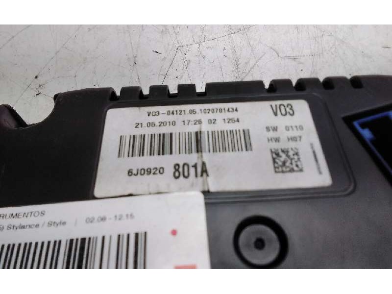 Recambio de cuadro instrumentos para seat ibiza (6j5) stylance / style referencia OEM IAM 6J0920801A  