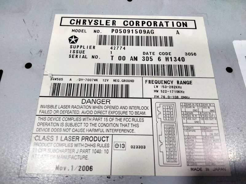 Recambio de sistema audio / radio cd para chrysler pt cruiser (pt) 1.6 classic referencia OEM IAM 42774  