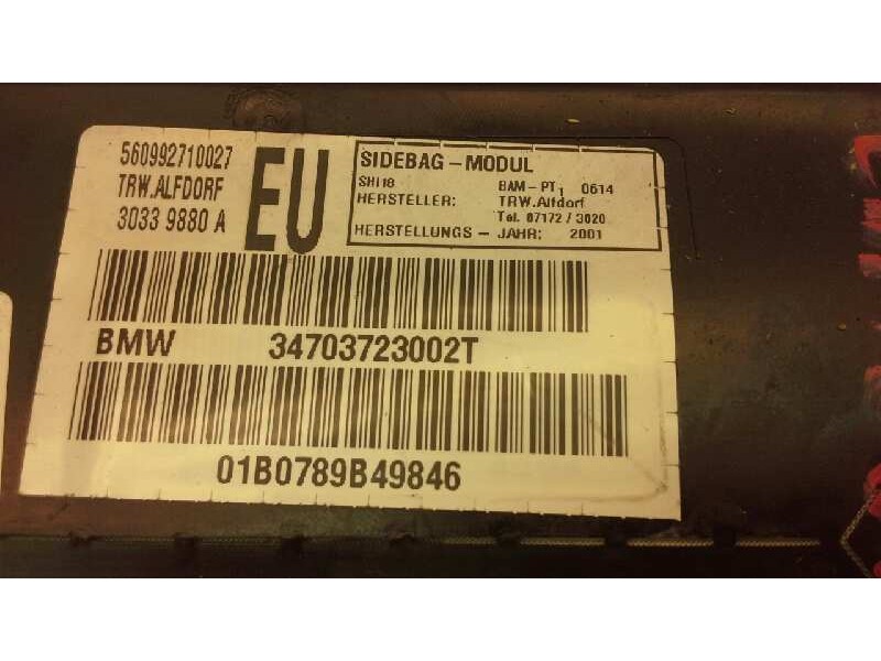 Recambio de airbag lateral derecho para bmw serie 3 touring (e46) 320d referencia OEM IAM 72127037230  