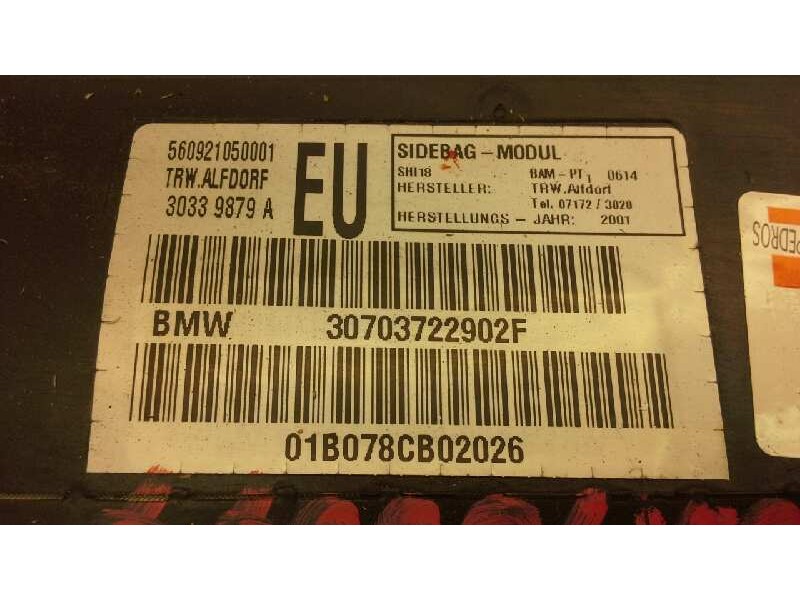Recambio de airbag lateral izquierdo para bmw serie 3 touring (e46) 320d referencia OEM IAM 72127037229  