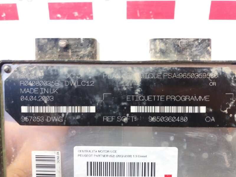 Recambio de centralita motor uce para peugeot partner (s2) 1.9 diesel referencia OEM IAM 9650359580 80964C R04080035B