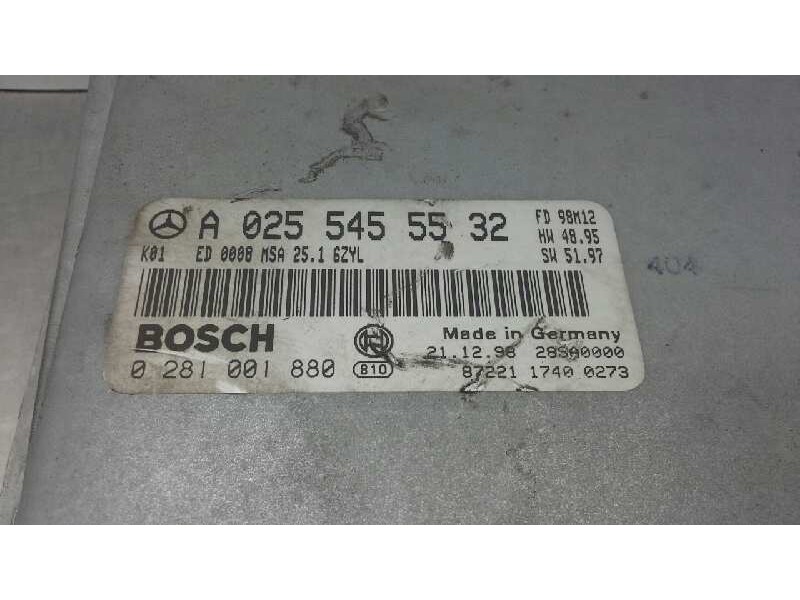 Recambio de centralita motor uce para mercedes clase e (w210) berlina diesel 300 turbodiesel (210.025) referencia OEM IAM A02554