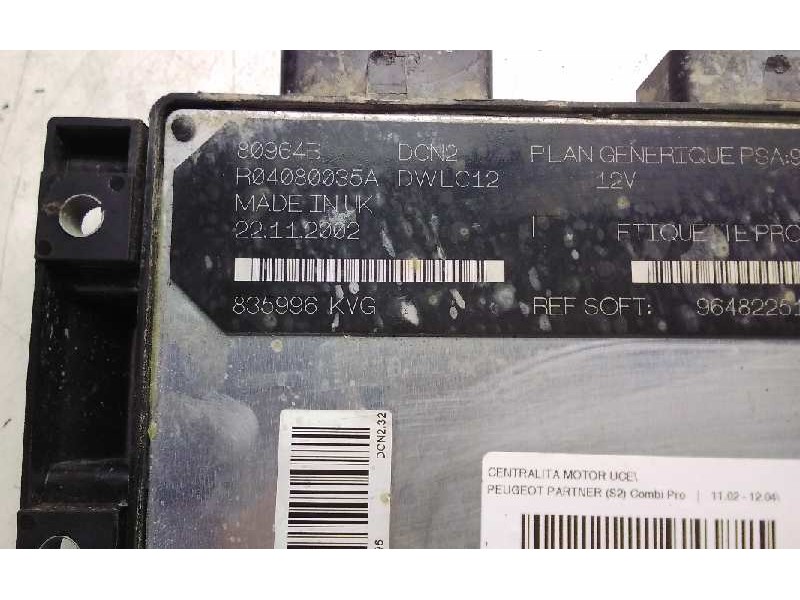 Recambio de centralita motor uce para peugeot partner (s2) combi pro referencia OEM IAM R04080035A  