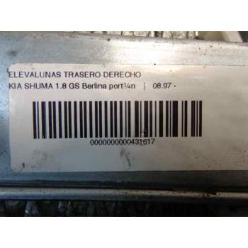 Recambio de elevalunas trasero derecho para kia shuma 1.8 gs berlina portón referencia OEM IAM 0K2A272560A  
