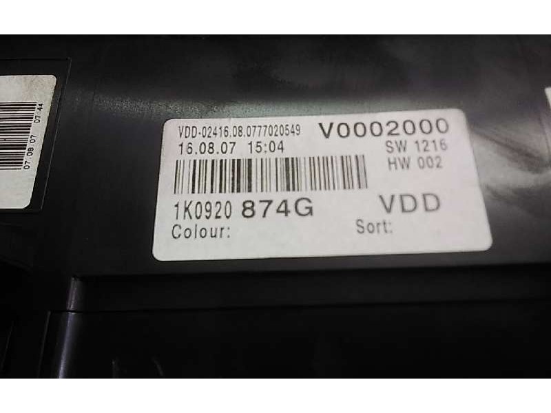Recambio de cuadro instrumentos para volkswagen golf v berlina (1k1) 1.4 16v tsi referencia OEM IAM QK0920874G  