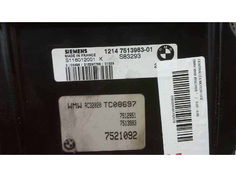 Recambio de centralita motor uce para bmw mini (r50,r53) referencia OEM IAM S118012001K 226 