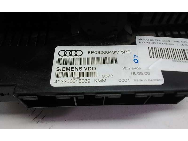 Recambio de mando calefaccion / aire acondicionado para audi a3 (8p) 1.6 ambiente referencia OEM IAM 8P0820043M  