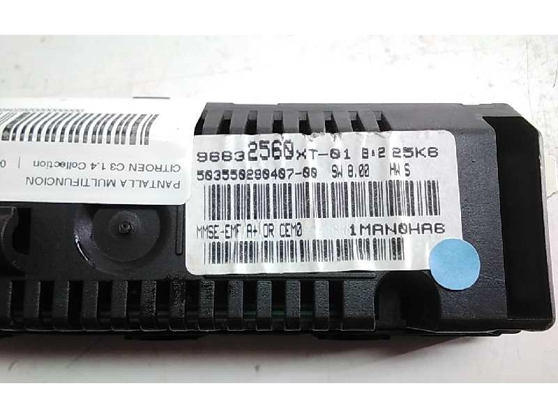 Recambio de pantalla multifuncion para citroen c3 1.4 collection referencia OEM IAM 98832560XT  