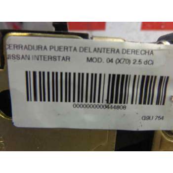 Recambio de cerradura puerta delantera derecha para nissan interstar mod. 04 (x70) 2.5 dci diesel cat referencia OEM IAM   