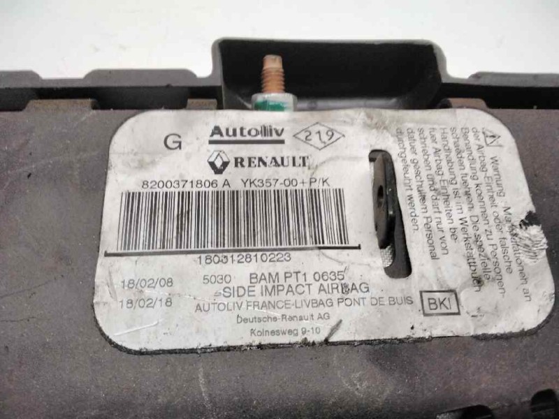 Recambio de airbag lateral izquierdo para renault megane ii familiar business referencia OEM IAM 8200371806  