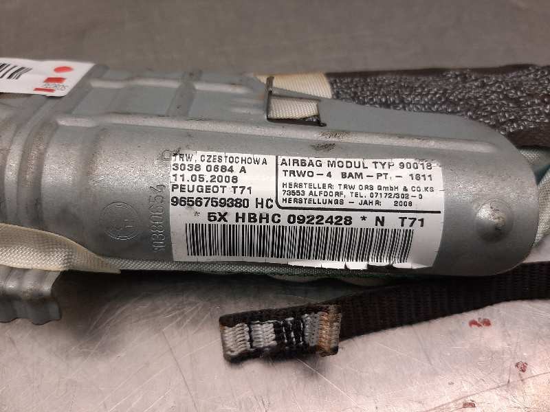 Recambio de airbag cortina delantero derecho para peugeot 308 1.6 16v hdi referencia OEM IAM 9656759380  