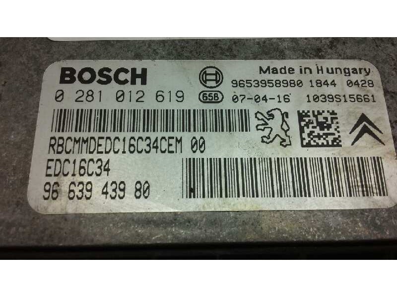 Recambio de centralita motor uce para citroen berlingo 1.6 16v hdi referencia OEM IAM 0281012619 340 