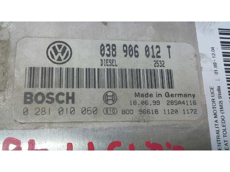Recambio de centralita motor uce para seat toledo (1m2) stella referencia OEM IAM 0281010060 113 