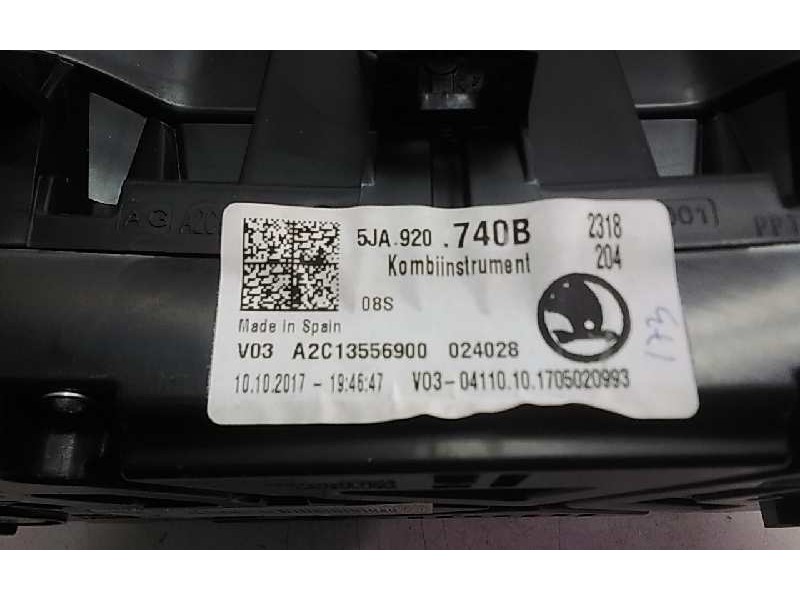 Recambio de cuadro instrumentos para skoda rapid active referencia OEM IAM 5JA920740B  