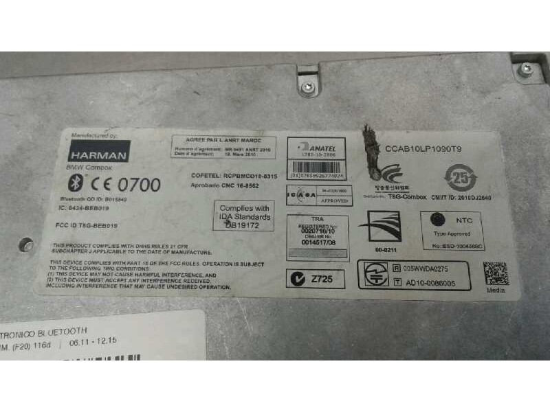 Recambio de modulo electronico bluetooth para bmw serie 1 lim. (f20) 116d referencia OEM IAM 9257150  