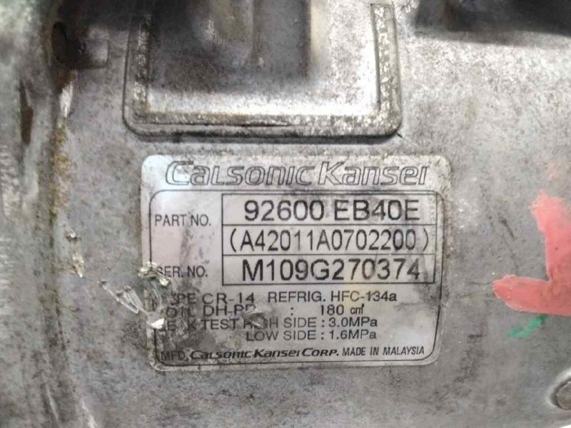 Recambio de compresor aire acondicionado para nissan navara pick-up (d40m) double cab le 4x4 referencia OEM IAM M109G270374 9260