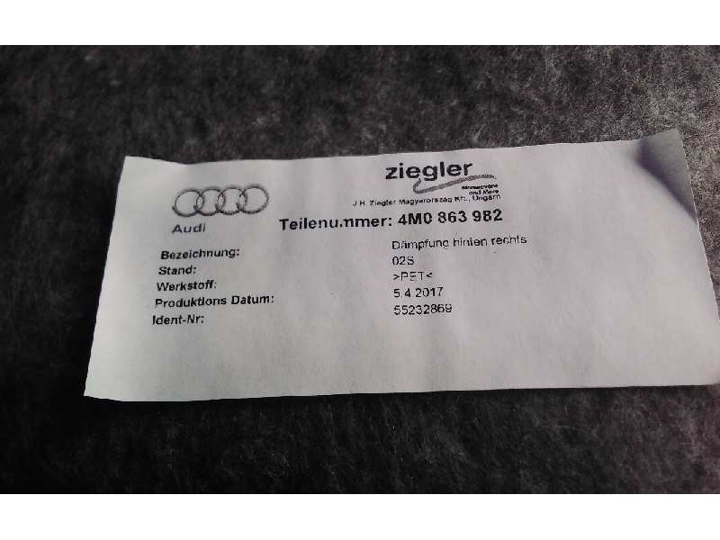 Recambio de guarnecido puerta trasera derecha para audi q7 (4m) 3.0 tdi quattro referencia OEM IAM 4M0863982  