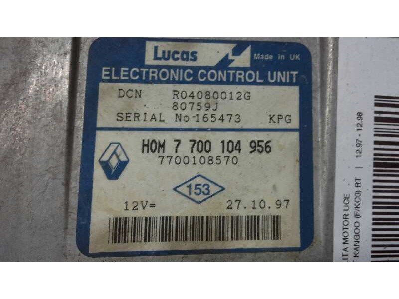 Recambio de centralita motor uce para renault kangoo (f/kc0) rt referencia OEM IAM 7700104956 211 