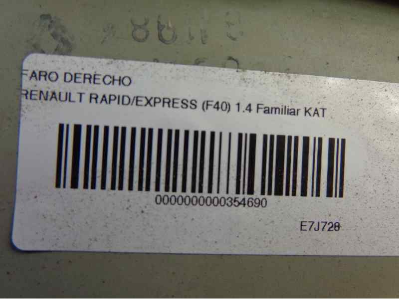 Recambio de faro derecho para renault rapid/express (f40) 1.4 familiar kat (f407/40v) referencia OEM IAM 7701039725  
