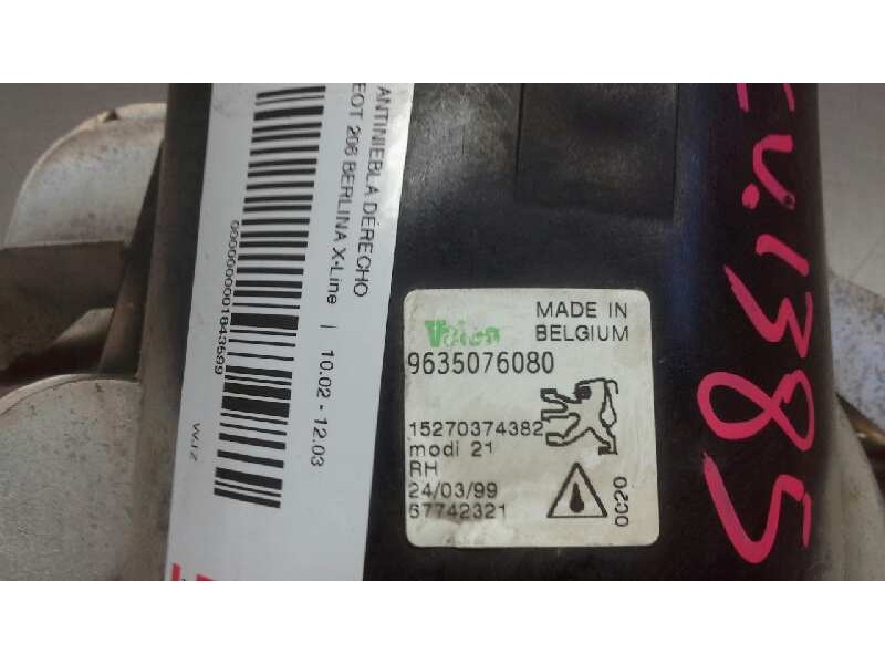 Recambio de faro antiniebla derecho para peugeot 206 berlina x-line referencia OEM IAM   