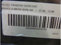 Recambio de piloto trasero derecho para nissan almera (n15) gx referencia OEM IAM 265500N028   2