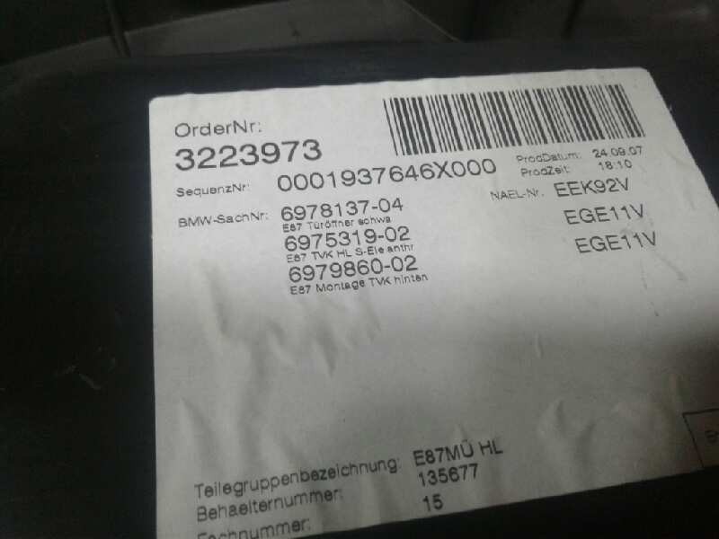 Recambio de guarnecido puerta trasera izquierda para bmw serie 1 berlina (e81/e87) 118d referencia OEM IAM 51426975319  