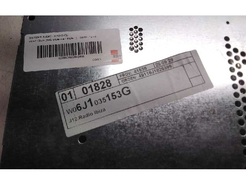 Recambio de sistema audio / radio cd para seat ibiza (6j5) stylance / style referencia OEM IAM W06J1035153G  