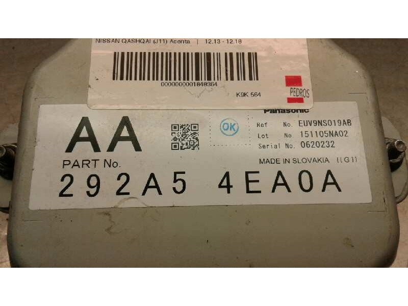Recambio de modulo electronico para nissan qashqai (j11) acenta referencia OEM IAM 292A54EA0A EUV9NS019AB 